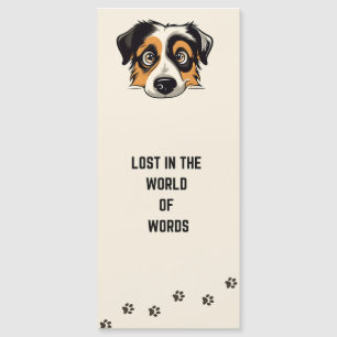 Cute and Funny peeking dog, Bookmark with Quote