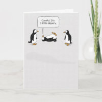 Cute and Funny Penguin Slips on Ice Birthday