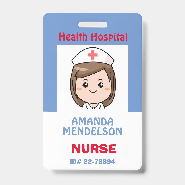 Cute and Funny personalised Nurse ID Badge (Front)