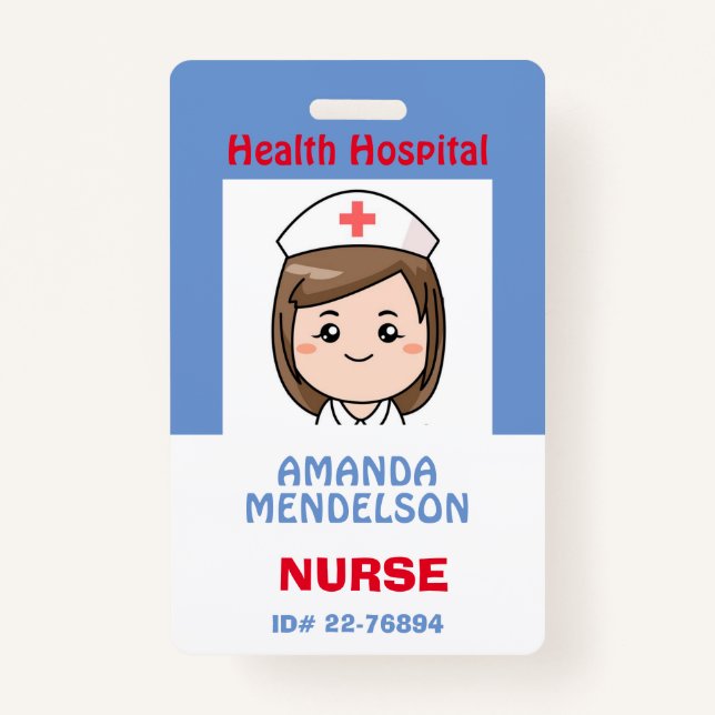 Cute and Funny personalised Nurse ID Badge (Front)