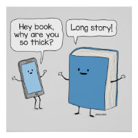 Cute and Funny Phone and Thick Book Long Story