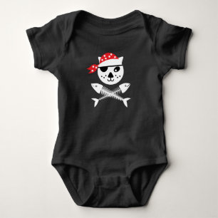 Cute And Funny Pirate Kids Cat Baby Bodysuit