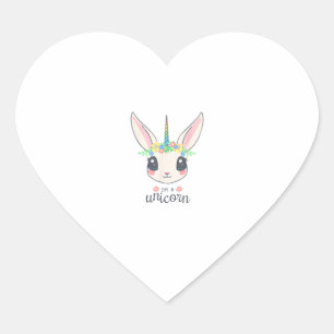 cute and funny rabbit unicorn  heart sticker
