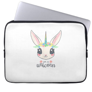 cute and funny rabbit unicorn laptop sleeve