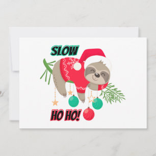 Cute and Funny Santa's Sloth Slow Ho Ho Holiday Card
