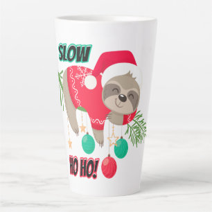 Cute and Funny Santa's Sloth Slow Ho Ho Latte Mug