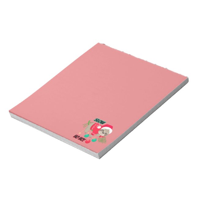Cute and Funny Santa's Sloth Slow Ho Ho Notepad (Rotated)