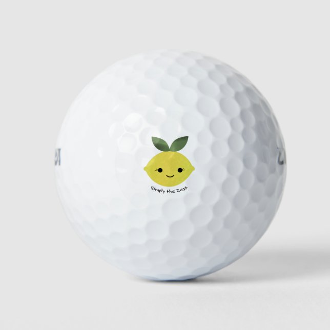 Cute and Funny Simply The Zest Kawaii Lemon Golf Balls (Front)