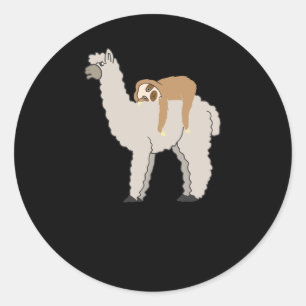 Cute and Funny Sleepy Sloth and Llama Classic Round Sticker