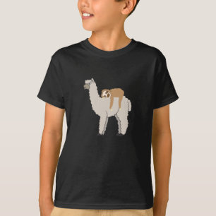 Cute and Funny Sleepy Sloth and Llama T-Shirt
