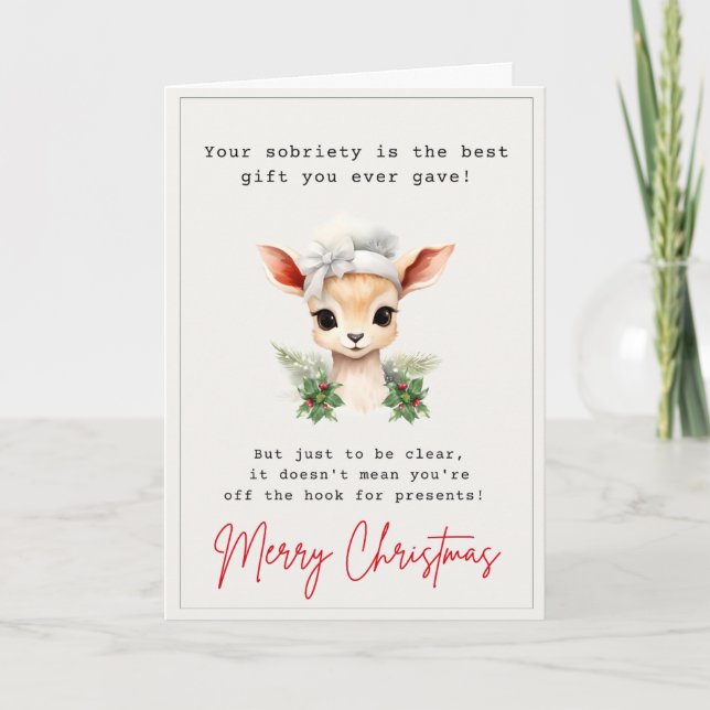 Cute and Funny Sobriety Christmas Card (Front)