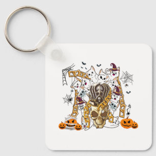 Cute and Funny Spooky Evil Cats Key Ring