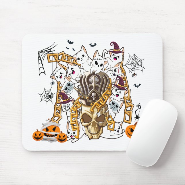 Cute and Funny Spooky Evil Cats Mouse Mat (With Mouse)