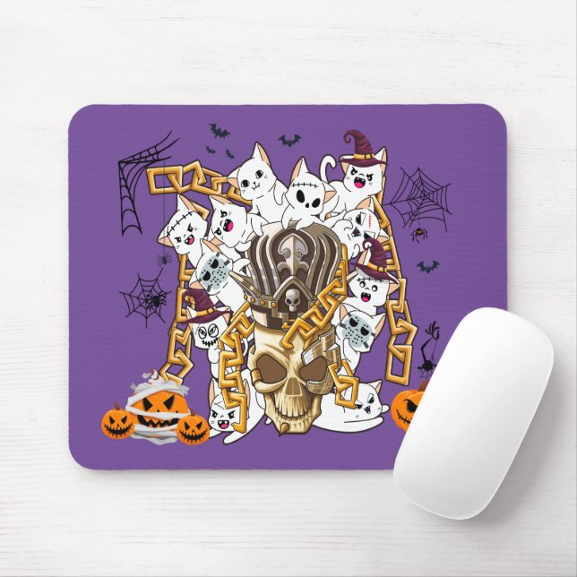 Cute and Funny Spooky Evil Cats Mouse Mat (With Mouse)