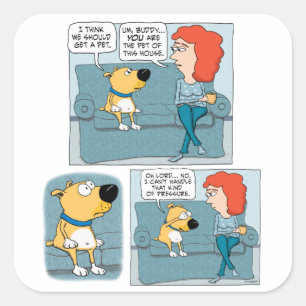 Cute and Funny Stressed-Out Dog Poster Square Sticker