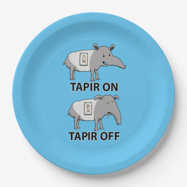 Cute and Funny Tapir On Tapir Off Paper Plate (Front)