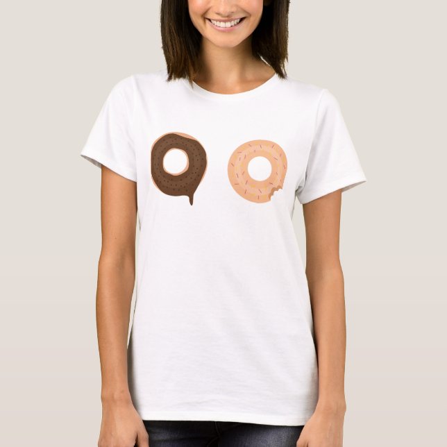 Cute and funny two doughnuts doughnuts design t-sh T-Shirt (Front)
