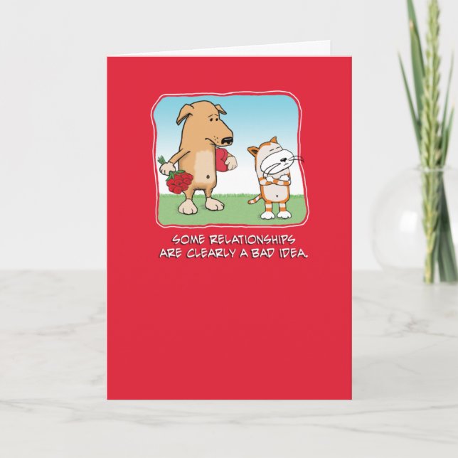Cute and funny Valentine's Day card: Dog and Cat Holiday Card (Front)