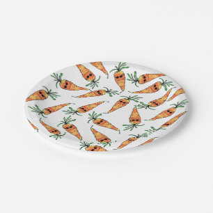 Cute and Funny Watercolor Carrot with Sunglasses Paper Plate