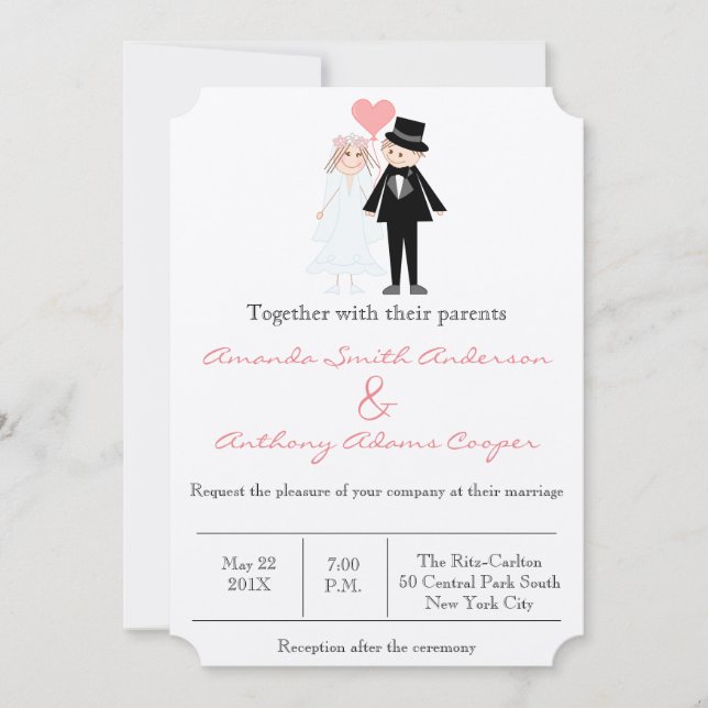 Cute and funny wedding couple invitation (Front)