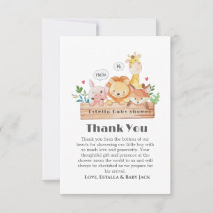Cute and Funny Woodland Animals Baby Shower  Thank You Card