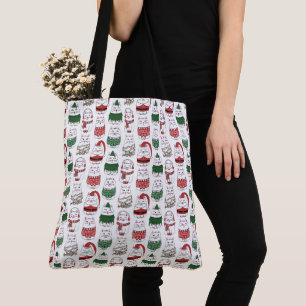 Cute and Funny X-mas Cat Tote Bag