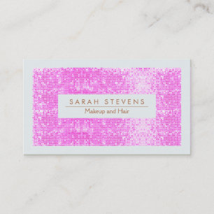 Cute and Girly Hot Pink Sequins Makeup and Hair Business Card