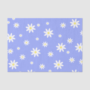 Cute and girly pastel blue and white daisy pattern tissue paper