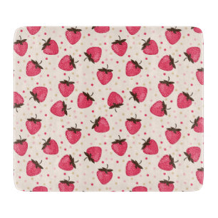 Cute and Girly Pink Strawberries Pattern Cutting Board
