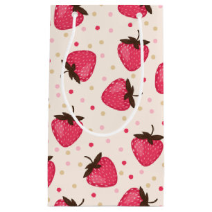 Cute and Girly Pink Strawberries Pattern Small Gift Bag