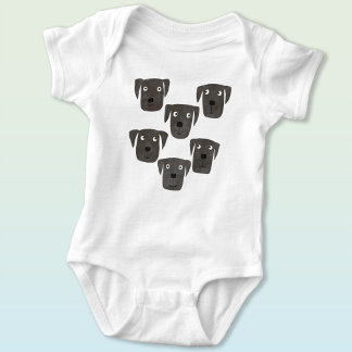 Cute and Goofy Black Labrador Retriever Dog Baby Bodysuit