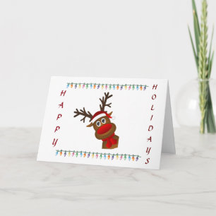 **CUTE AND GOOFY REINDEER** SAYS MERRY CHRISTMAS HOLIDAY CARD