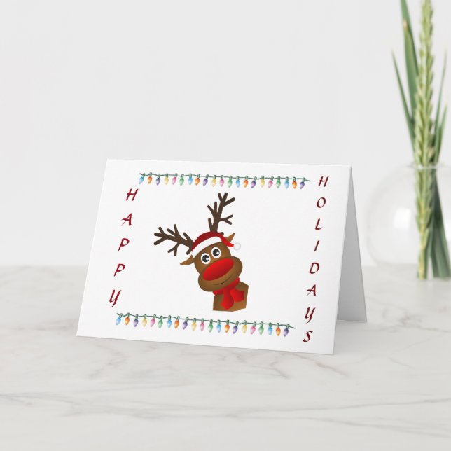 **CUTE AND GOOFY REINDEER** SAYS MERRY CHRISTMAS HOLIDAY CARD (Front)