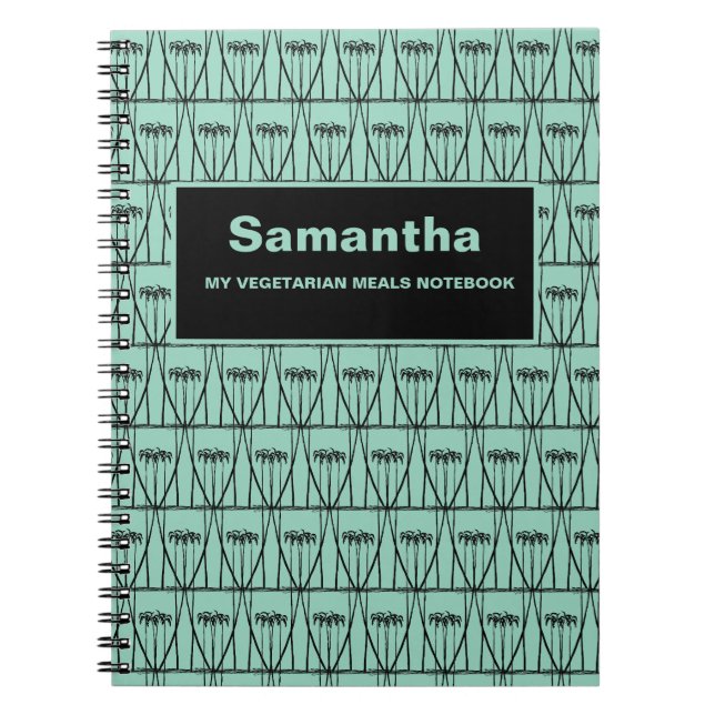 Cute and green, Silhouette Coconut Trees Pattern Notebook (Front)
