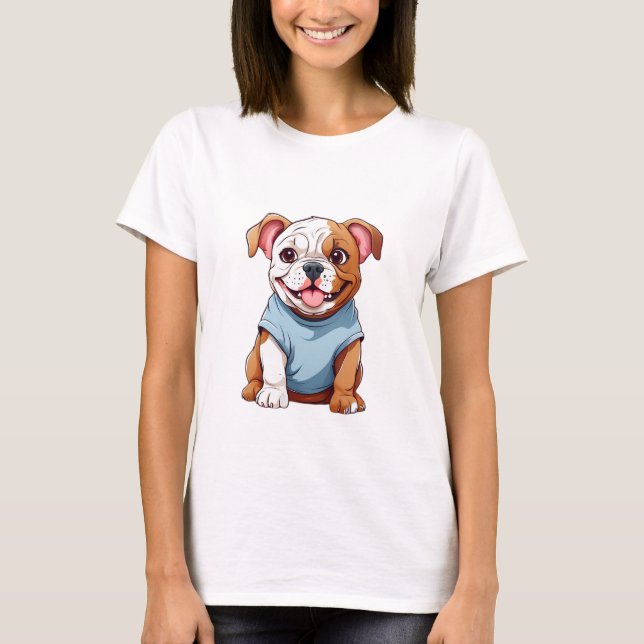 Cute and happy baby dog bulldog T-Shirt (Front)