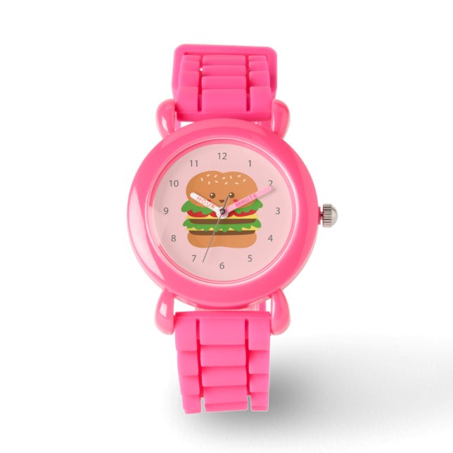 Cute and happy big burger, for fast food lovers watch (Front)