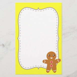 Cute and Happy Christmas gingerbread man Stationery
