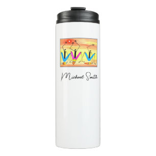 Cute and Happy Drumming Christmas Holiday Card Thermal Tumbler