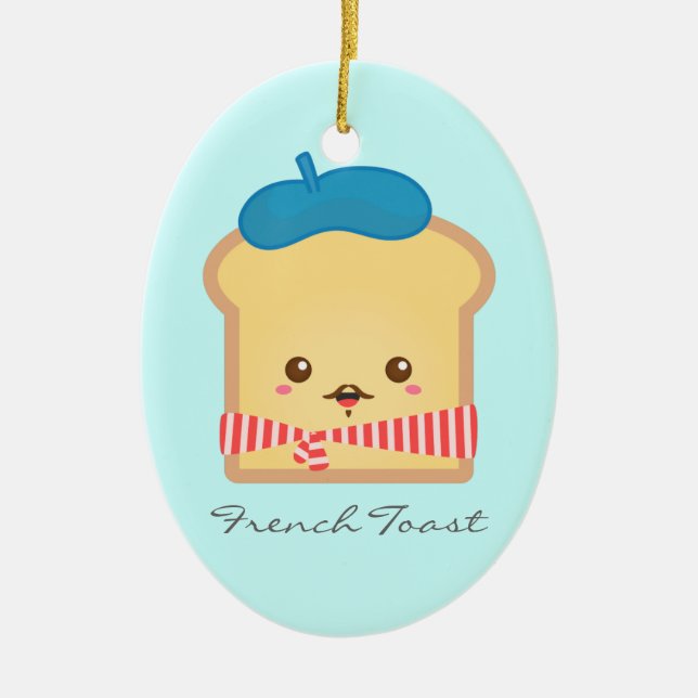 Cute and Happy French toast Ceramic Tree Decoration (Front)