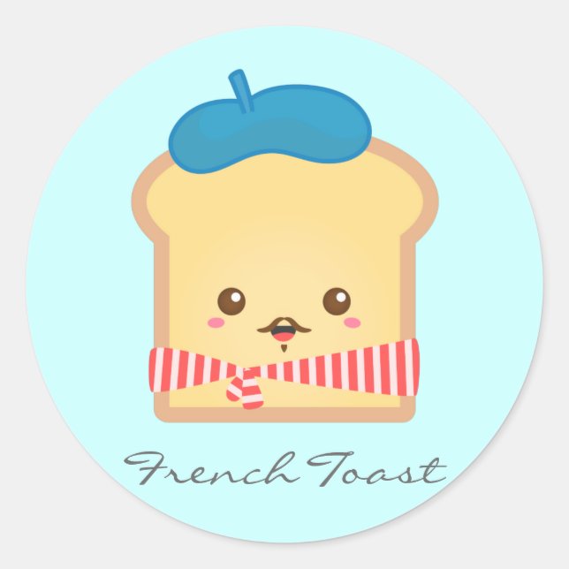 Cute and Happy French toast Classic Round Sticker (Front)