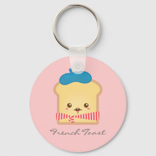 Cute and Happy French toast Pink Keychain