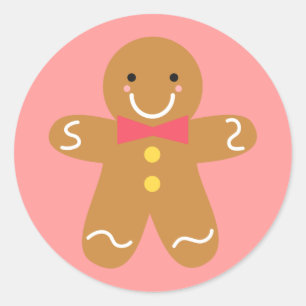 Cute and Happy Gingerbread Man for Christmas Classic Round Sticker