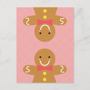 Cute and Happy Gingerbread Man for Christmas Holiday Postcard