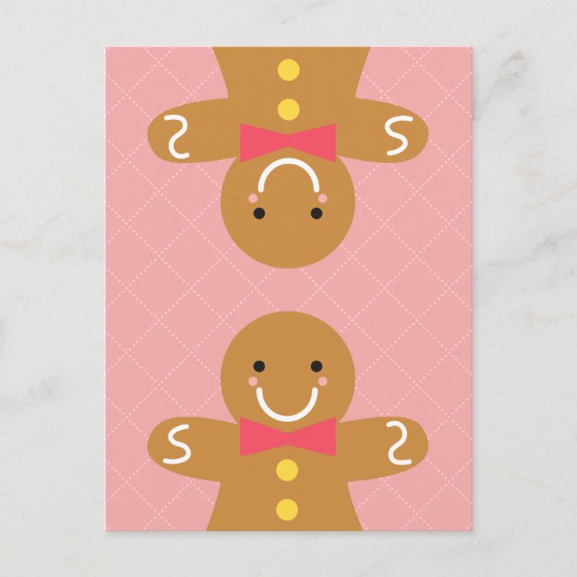 Cute and Happy Gingerbread Man for Christmas Holiday Postcard (Front)