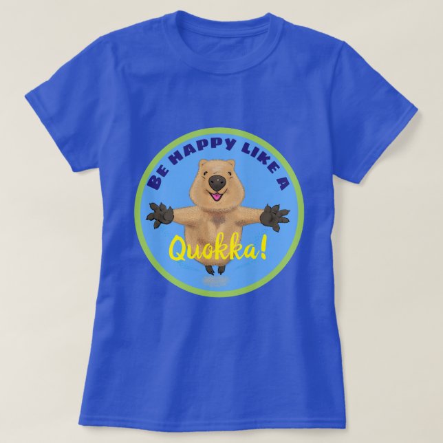 Cute and happy quokka jumping cartoon T-Shirt (Design Front)