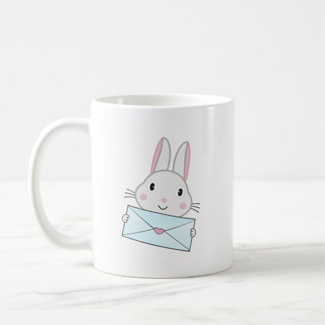 Cute and lovely Bunny holding Love Letter Coffee Mug (Left)