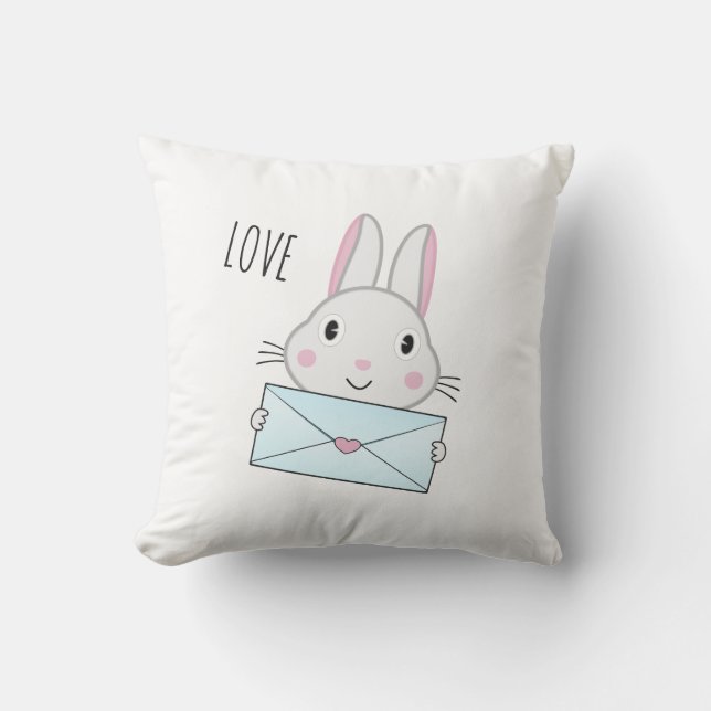 Cute and lovely Bunny holding Love Letter Cushion (Front)