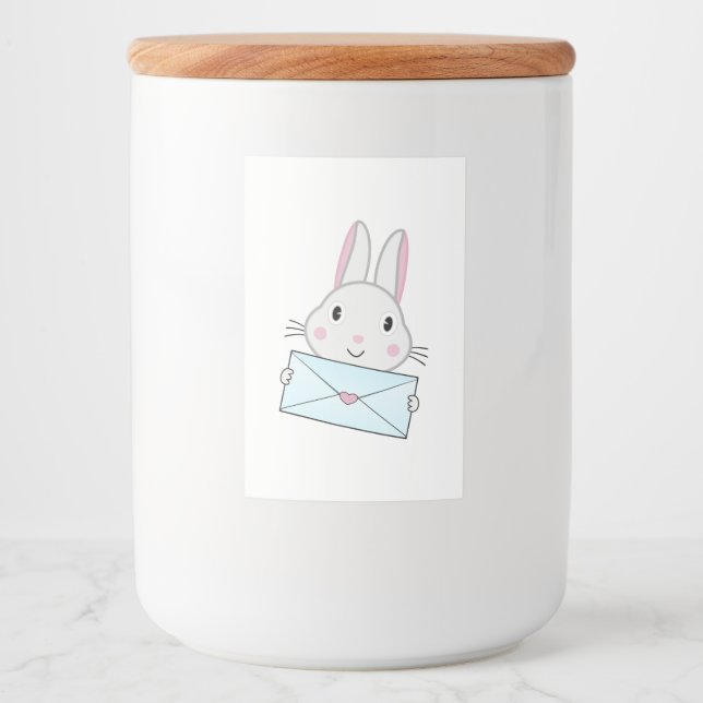 Cute and lovely Bunny holding Love Letter Food Label (Front)