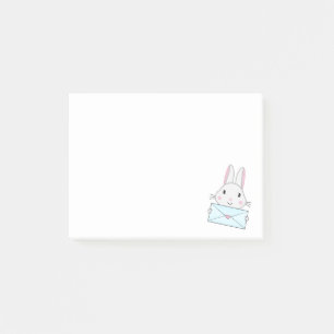 Cute and lovely Bunny holding Love Letter Post-it Notes