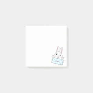 Cute and lovely Bunny holding Love Letter Post-it Notes